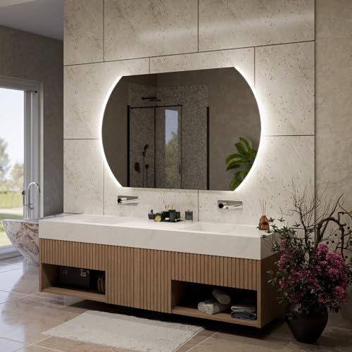 Alasta Baltimore Miroir de Salle de Bain LED Ovale 120x70 cm – Miroir Mural avec Options Personnalisables