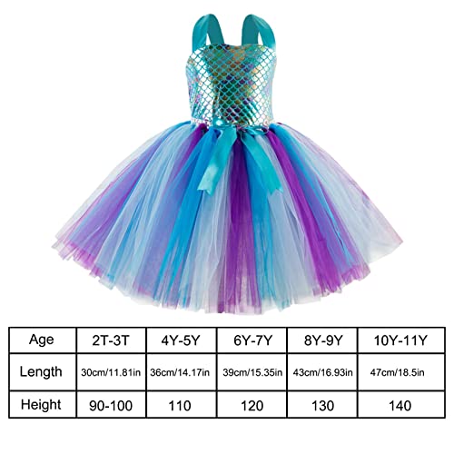 Fato de sereia infantil - Vestido de princesa do traje de sereia das meninas | Vestido tutu com faix