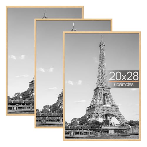 upsimples Paquete de 3 Marco 50x70 cm, Marco Fotos 50x70 cm Madera con Tiras Deslizantes, Montaje Horizontal y Vertical para Galería de Fotos