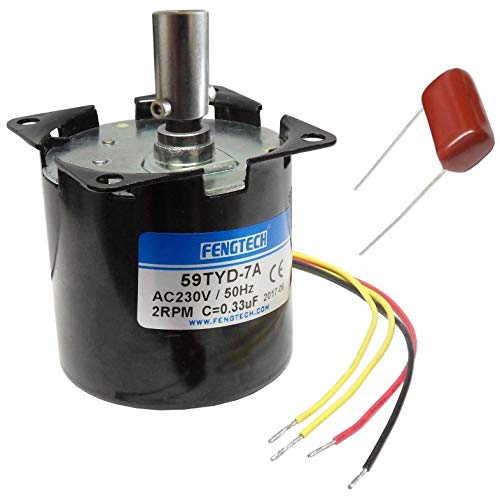 AC Synchron-Getriebemotor mit 8mm Grillspieß-Aufnahme, 60mm, 230V, 50Hz, 4W (2 Umdrehungen/Minute)