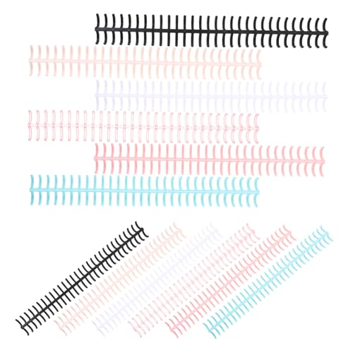 LIOOBO 12個 活頁線圈 透明 黒 浅青 緑 深ピンク 浅紫の混色 プラスチック製ファイルバインダー 手帳やノート用ブックバインディング リング