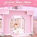 Pink Baby Playpen 50x50 Inches Playpen for Little Princess Play Yards Indoor & Outdoor Sturdy Safety Baby Girls Play Pen with Soft Breathable Mesh Toddlers Activity Center with Anti-Slip Base