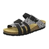  AFS-Schuhe 2122 Damen Pantoletten aus echtem Leder, hochwertige Hausschuhe für Frauen mit Eva-Sohle, Made in Germany (37 EU, schwarz)