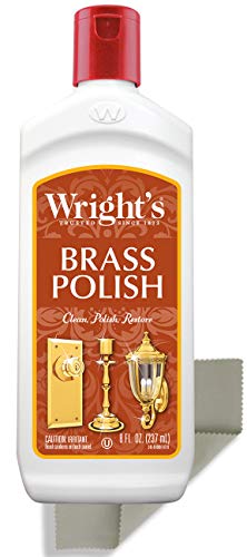 Wright's Brass and Copper Polish and Cleaner - 8 Ounce with Polishing Cloth - Gently Cleans and Removes Tarnish Without Scratching