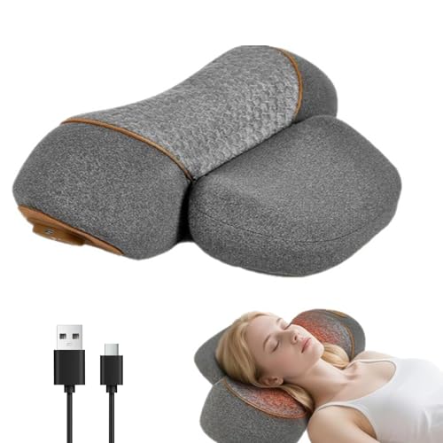 Artuvate Neck Massager, Rechargeable 3 in 1 Neck Massager, Electric Cervical Pillow Hump for Shoulder, Heating & Stress Relieving, Ergonomic Memory Foam Pillow (Space Gray)