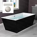 WOODBRIDGE 67" Acrylic Freestanding Bathtub Contemporary Soaking Black Tub with Brushed Nickel Overflow and Drain?BTA1812-BN