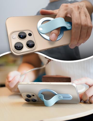 Image of GripMate for MagSafe Phone Grip for iPhone - Magnetic Phone Ring Holder Detachable for iPhone 17 - Comfortable Finger Phone Ring Grip for Apple 16 /15 /14 /13 /12, Blue