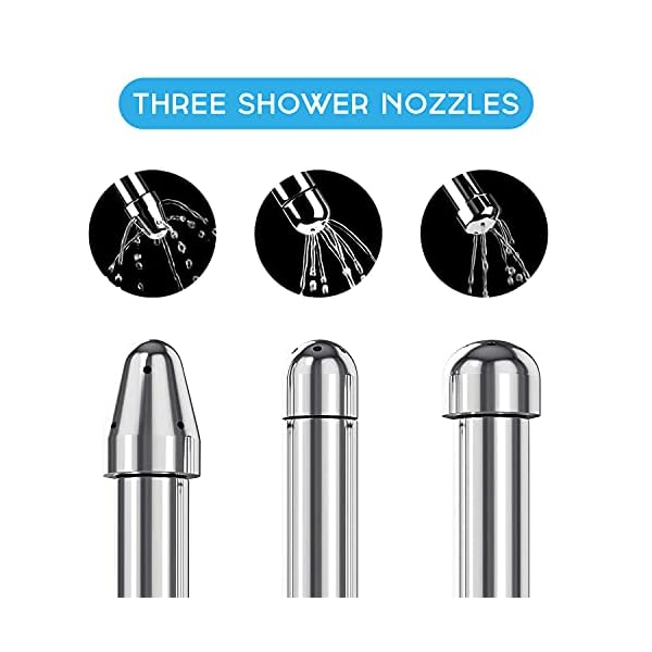 Aluminium Dusche Set, mit 3 Köpfe für Cleansing Colonic Douche System, Dusche Mit 59 Zoll Duschschlauch und Samttasche… – Bild 4