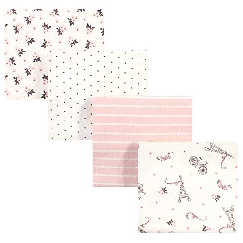Hudson Baby Unisex Baby Cotton Flannel Receiving Blankets, Paris, One Size