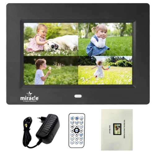 Miracle Digital 7”(17.78) IPS Digital Photo Frame High-Def.ScreenBuilt in 8GB Memory 2GB RAM 180°Wide Angle Viewing Video Audio Support SD USB Disk Card,Remote Photos SlideShow.