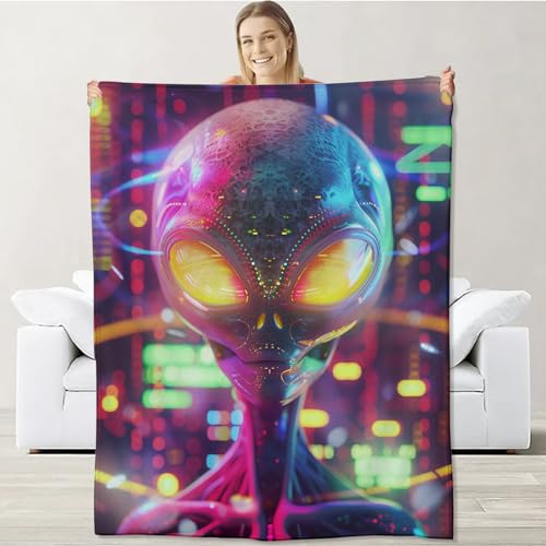Alien Blanket for Adults Kids Boys, Flannel Alien Blankets Gifts, Alien Throw Blanket for Sofa Couch Bed Living Room Soft Warm Cozy Alien Decor 60" x 50"
