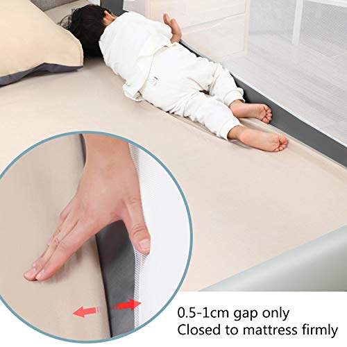 Mingfuxin Extra Long Safety Bed Rails for Toddlers, Vertical Lifting Foldable Bed Guardrail Crib Bed Rails Guard for Kids Twin, Double, Queen & King Size with Dual Lock- Single Side 70"