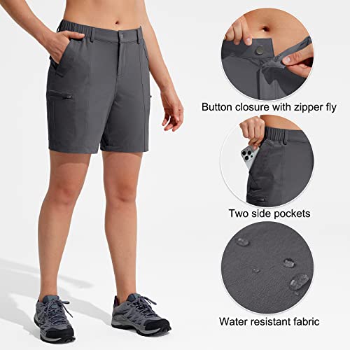 Women's Hiking Shorts 7 Inch Inseam Athletic Shorts Cargo Shorts With Pockets Darkgray L #TOP3