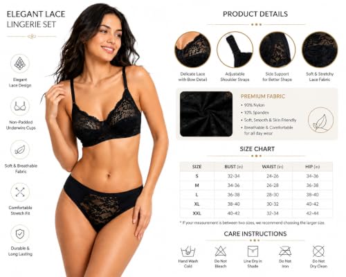 Image of Love Maker Bra Panty Set for Women | Beautiful Lingerie Set for Women for Honeymoon | Net Lace Lingerie Set | Panty Bra for Daily use | Sexy Look for Special Days Lingerie Sets.