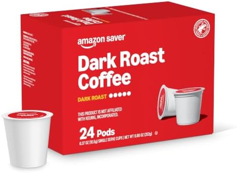 Amazon Brand - Happy Belly Dark Roast Coffee Pods, Compatible with Keurig 2.0 K-Cup Brewers, 24 Count