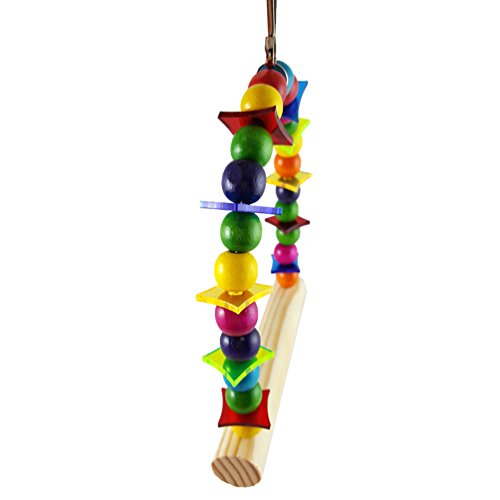 Brinquedo de balanço de pássaro de madeira colorido, suporte de poleiro de papagaio de madeira, acad