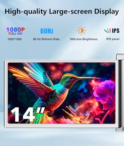 Image of YUTOO 4 Screen Laptop Monitor Extender | One USB-C Cable for M1 M2 M3 | 14 inch 1080P FHD IPS 4 Screen Monitor for Laptops 13.6~17.3 inch | Quad Screen Extender Display for MacBook /Windows /Switch /PS5