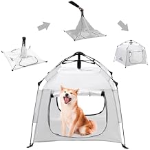 ASFANES Outdoor Pet Automatic Camping Tent, Pop up Cave Bed for Indoor Cats and Small Dogs, Portable Cat House Dog House, White.No Ventilation mesh, Door Must be Left Open for use
