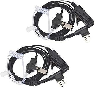 HYS Covert Acoustic Tube Police Bodyguard Earpiece Walkie Talkie Headset Inline PTT Microphone for 2 Pin Motorola CP040 CP140 XT600d XT420 Two Way Radio(2 Pack)