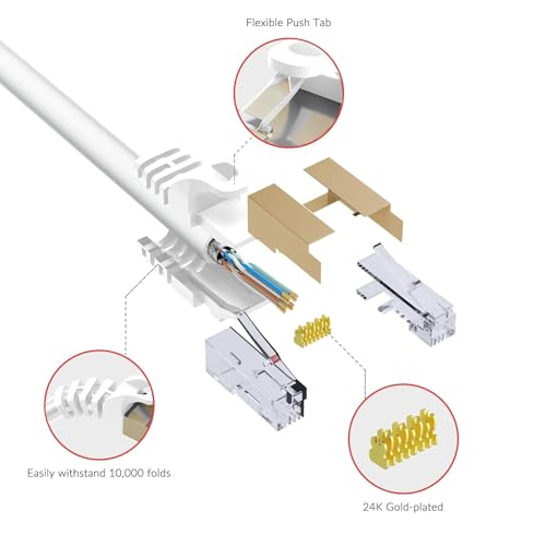 Câble Ethernet Cat 7 haute vitesse 10Gbps imperméable blanc 25m - 3