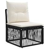 vidaXL Unità divano senza braccioli Nero polyrattan, Sofa rustico per esterni, resistente alle intemperie, in rattan sintetico, cuscini in schiuma, facile da pulire
