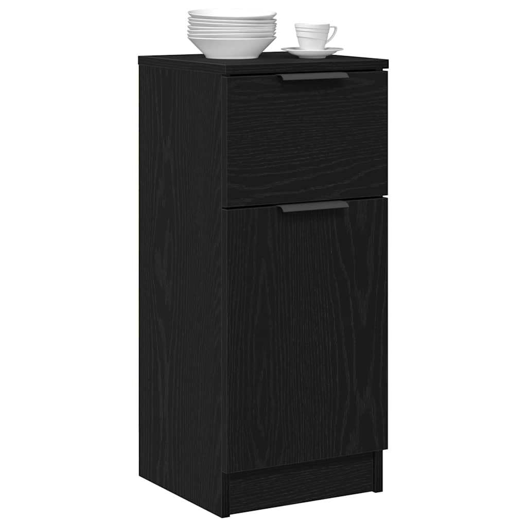 Aparador moderno para almacenamiento y decoración, aparador estable con gran espacio de almacenamiento, con dos compartimentos y cajón de madera de roble negro