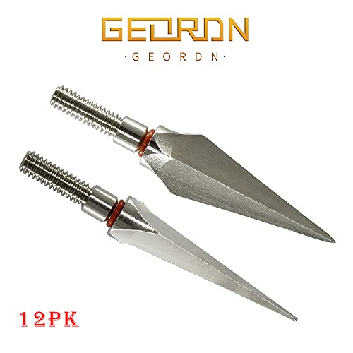 Traditional Bow Hunting Broadheads 150 Grains 100 Grains 12Pk One-Piece Broad Head,Archery Target Tip, Arrow Heads,Archery Field Points (100 Grains-Silver 12pk) - Thumbnail 2