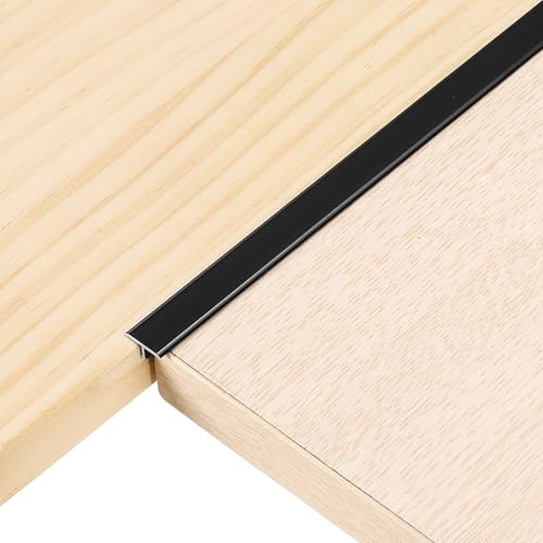 sourcing map 2 tiras de transición en T de 3 pies x 0.4 pulgadas, aleación de aluminio, vinilo para unir tablones laminados, azulejos, huecos de suelo, color negro
