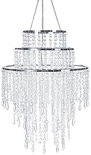 SUNLI HOUSE 3 Tiers Sparkling Acrylic Iridescent Beaded Pendant Shade, Ceiling Chandelier Lampshade