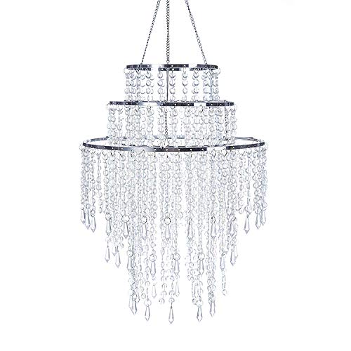 SUNLI HOUSE 3 Tiers Sparkling Acrylic Iridescent Beaded Pendant Shade, Ceiling Chandelier Lampshade