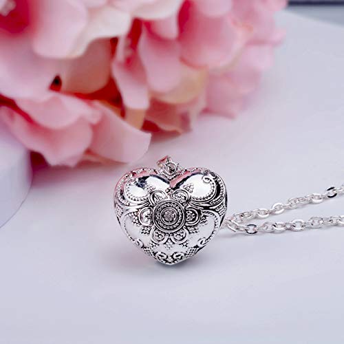 Eudora Harmony Ball Necklace Vintage Heart Chime Bola Pendant 30" & 45" Rope For Pregnancy Women Silver Plated Copper #TOP2