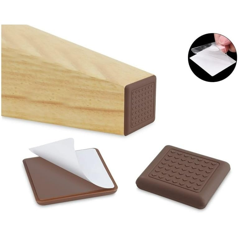 Image of MaruHub 4Pcs Non Slip Furniture Pads for Hardwood Floors - Furniture Leg Protectors for Chair, Table, Sofa - Self Adhesive Silicone Pads to Prevent Floor Scratches & Reduce Noise (4 x 4 cm)