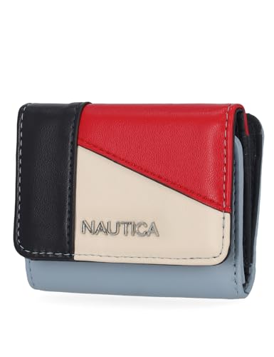 Image of Nautica Rowers End Small Wallet for Women, RFID Blocking Slim Credit Card Holder with Zipper Coin Pocket, Bifold Compact Womens Wallet in