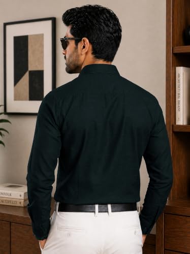 Image of Pinkmint Mens Cotton Regular Fit Long Sleeve Button Down Shirt for Men Collared Casual Formal Soild Shirt