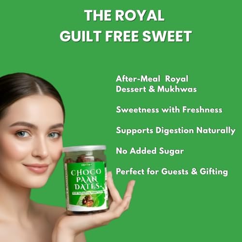 Image of FIDVOJO Luxury Choco Paan Stuffed Dates - Banarasi Paan Filled Premium Dates with Dark Chocolate Coated | Guilt-Free Healthy Mithai & After-Meal Mukhwas (Refreshing Mouth Freshener) | 200g