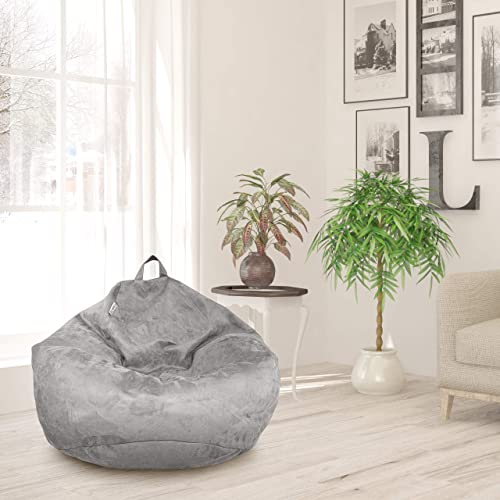 Delmach Bean Bag Chair Cover (No Filler) | Bird's Nest Shape | Adult Size | Microsuede | Stuffed Animal Storage For Kids Or Memory Foam| Double Stitched | Durable Zipper | Soft Premium #TOP6
