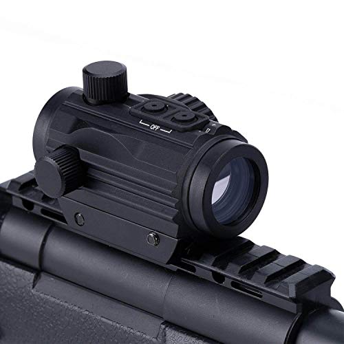 Micro Rifle Scope Brightness Button Control Red Green Dot Sight Hunting Accessories Fits 20mm Weaver Rail Mount Waterproof and Shockproof