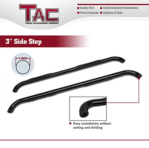 TAC Side Steps Fit 1999-2018 Chevy Silverado/GMC Sierra 1500| 1999-2019 2500/3500 Extended/Double Cab (Excluding C/K Classic) (Body Mount) Truck Pickup 3" Black Side Bars Nerf Bars 2 Pieces