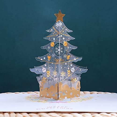 Paper Spiritz Tarjeta 3D de cristal de Navidad, hecha a mano, tarjetas de felicitación emergentes para invierno, Año Nuevo, temporada de Navidad,