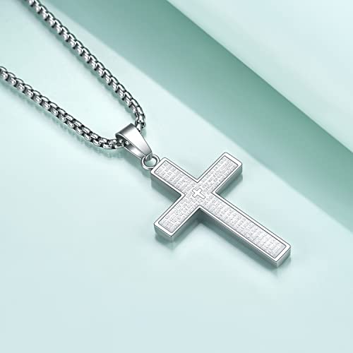 Rnivida Stainless Steel Cross Necklace for Men Lord's Prayer Pendant Necklace with Chain 22 Inch4