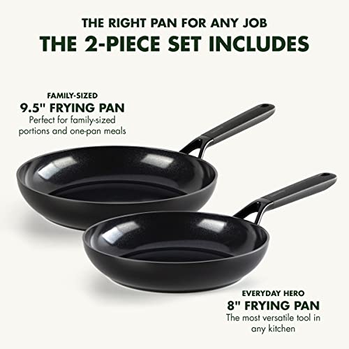 Greenpan Smartshape Healthy Ceramic Nonstick, 8" And 9.5" Frying Pan Skillet Set, Pfas-Free, Induction, Dishwasher Safe, Black #TOP1
