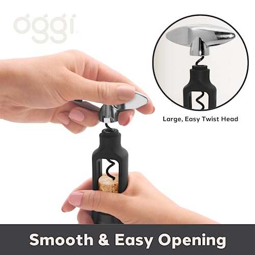 image for OGGI Wine Bottle Opener, Self Pulling Corkscrew - Self-Centering Non-S
