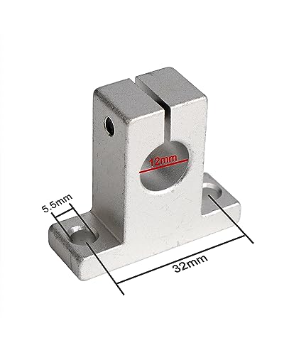 euroharry 12mm 100-600mm einsatzgehärteter plattierter Stahl für Linearbewegungsstangen Wellenführungen (Linearwelle +Halterung +Kugellager, 100mm)