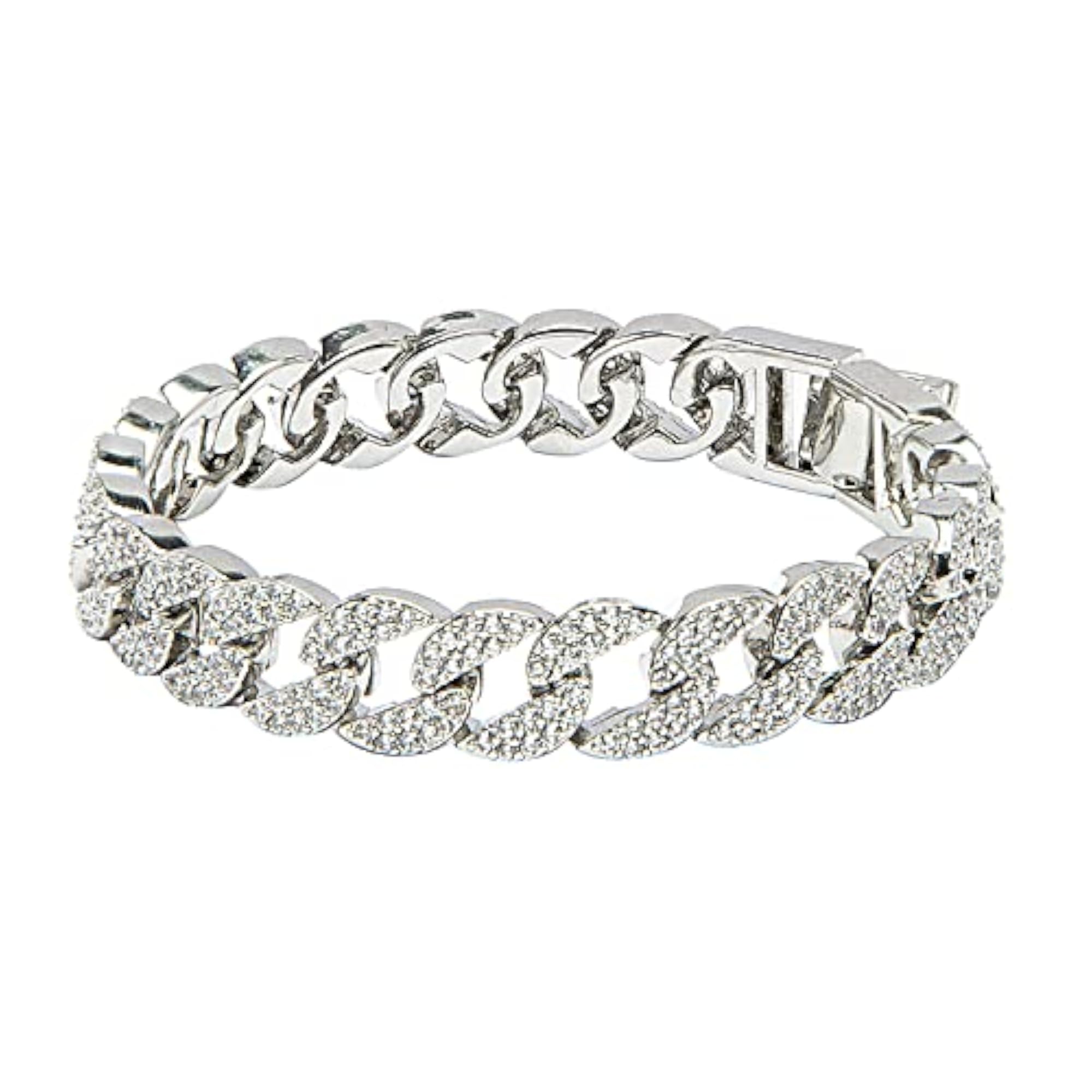 Women's CZ and Crystal Studded Gold Plated Chain Bracelet