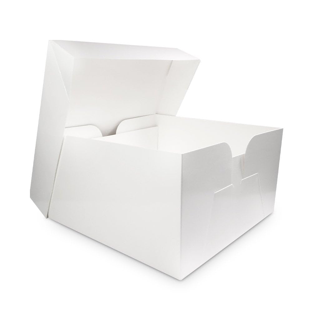 LARRYROO White Cake Boxes for Wedding Birthday Cakes in Sizes 6", 7", 8", 9", 10", 11", 12", 13", 14", 15", 16", 18" & 20" (10, 13 Inches)
