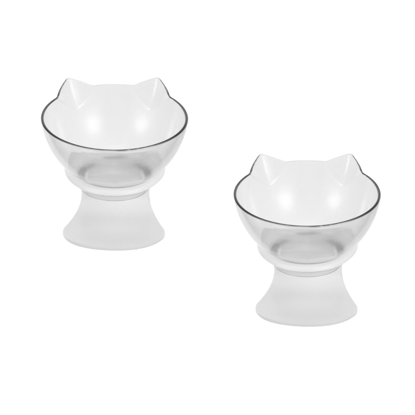 Toddmomy 2Pcs Cat Food Bowl, 15° Tilting Raised Pet Food Dish, Plastic Clear Single Pet Water Dispensers for Puppy Dog Cat