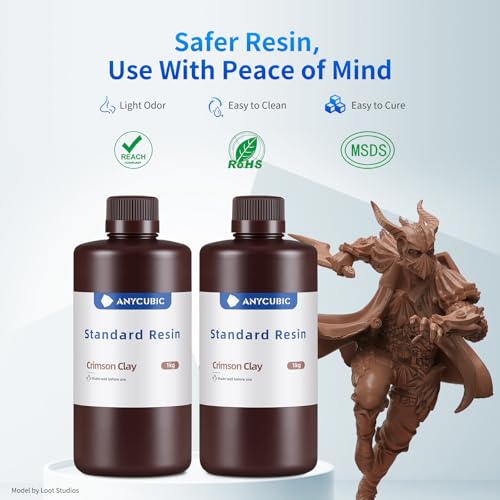 Image of ANYCUBIC Upgraded 8K 3D Printer Resin, 3D Printing Resin with High Precision and Quick Curing & Excellent Fluidity for LCD 4K /6K /8K /12K /16K 3D Printing (Crimson Clay, 1kg)