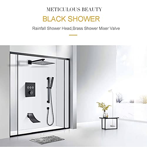 Ensemble de douche thermostatique noir mat haut de gamme avec douche tête 10"