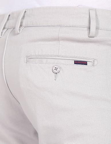 Image of U.S. Polo ASSN. Men's Regular Solid Textured Austin Trim Fit Mid Rise Casual Trousers