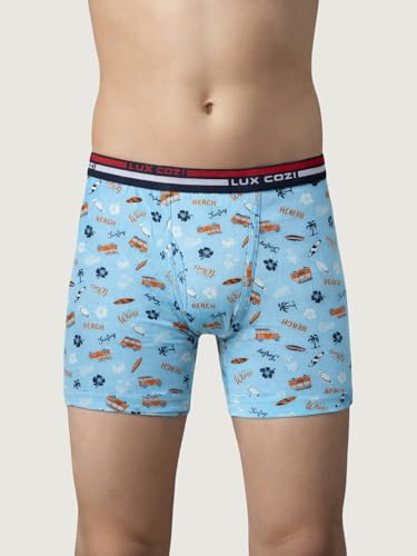 Image of Lux Cozi Boy's Super Combed Cotton Outer Elastic Long Printed Trunk for Kids | Color and Print May Vary | Pack of 10